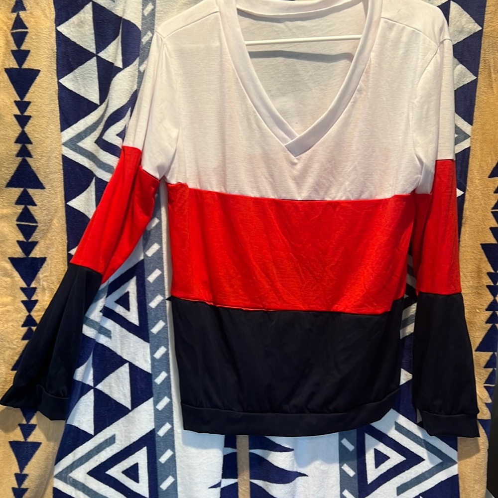 Red white and blue striped sweater